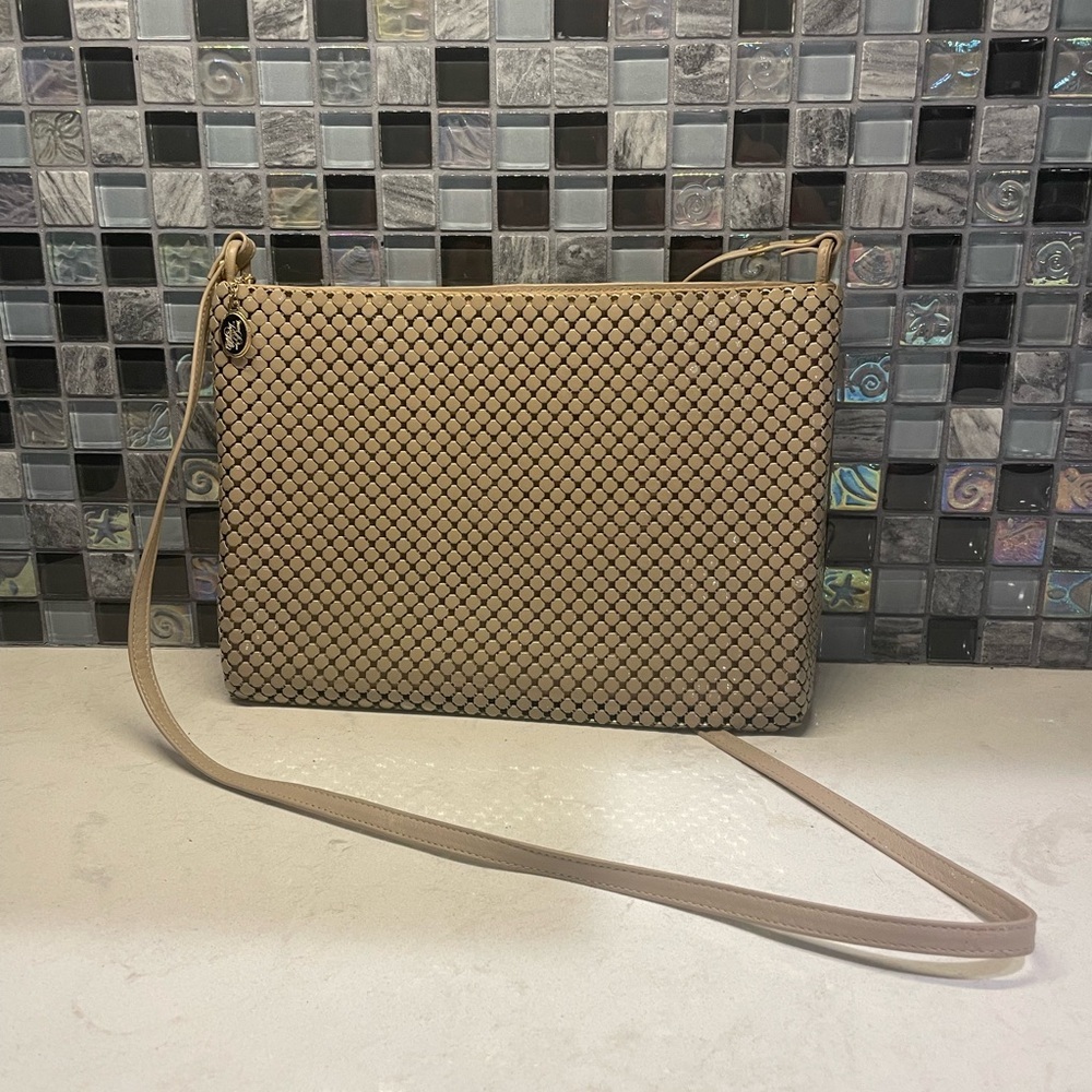 Whiting & Davis 90s/Y2k Mesh Purse Bag NW Handwritten Tags Neutral Metal Color.